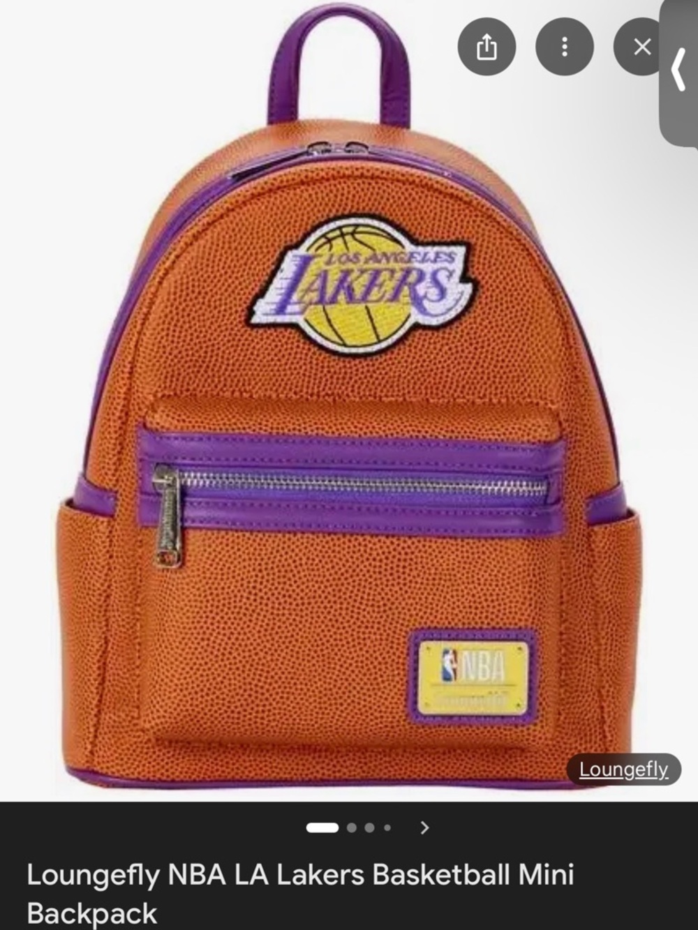Loungefly Kids Los Angeles Lakers Orange and Purple Mini Backpack
